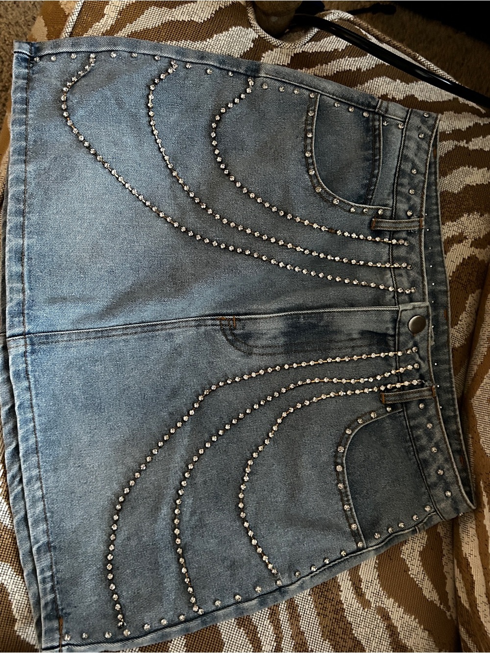 Francesca's Audrey Parks Light Blue Denim with Pink Label